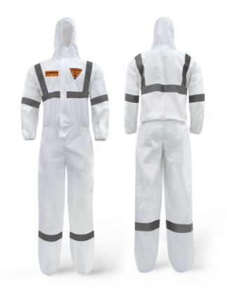 Picture of Coverall TRIDENT® Microporous HST Type 5 / Type 6 White + Reflective Tape - Small
