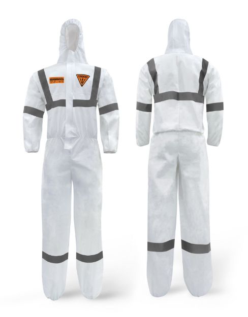 Picture of Coverall TRIDENT® Microporous HST Type 5 / Type 6 White + Reflective Tape 