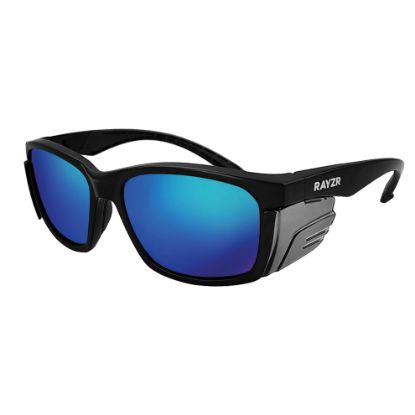 Picture of Rayzr Safety Glasses - Matte Black Frame - Blue Mirror Polarised