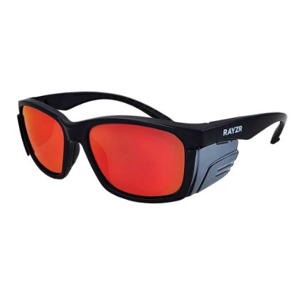 Picture of Rayzr Safety Glasses - Matte Black Frame - Red Mirror Polarised