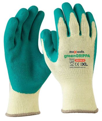 Picture of Green Grippa Knitted Poly Cotton Glove with Green Latex palm