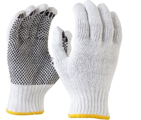 Picture of Maxisafe Bleached, Knitted Poly Cotton, Polka Dot Glove - Retail Carded