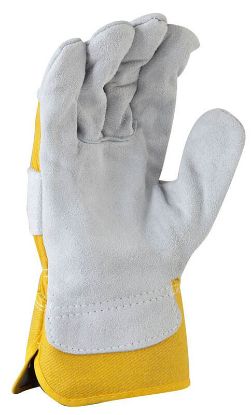 Picture of Grey split palm, yellow cotton back glove