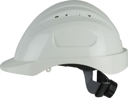 Picture of Maxisafe Long Peak White Vented Hard Hat, ratchet harness