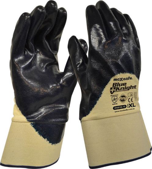 Picture of Blue Knight Nitrile 3/4 Dipped Glove with Safety Cuff - XLarge