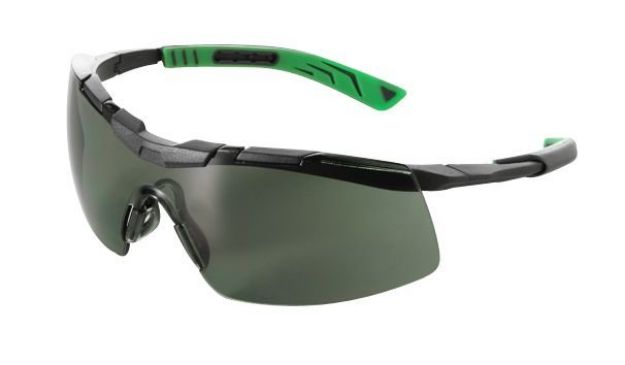 Picture of 5X6 Safety Glasses, Gunmetal/Green Frame, Smoke Lens